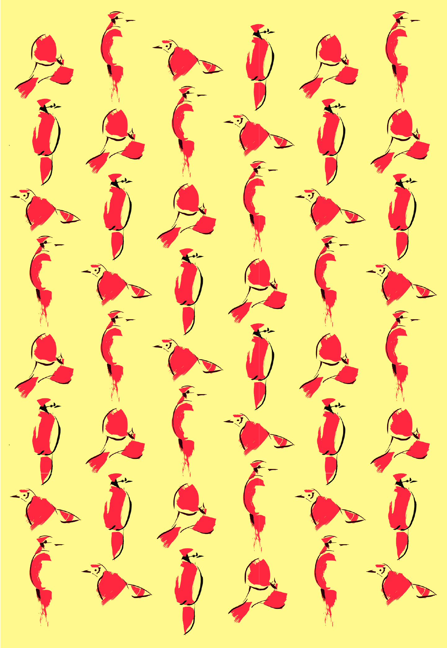 Blue Jay Bird - pattern of red jays