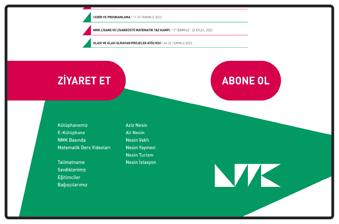 Nesin Matematik Köyü - web layout