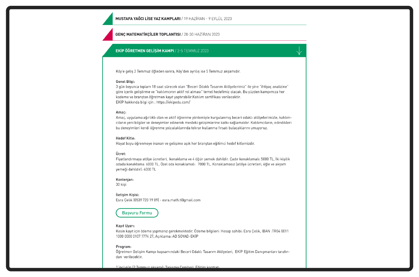 Nesin Matematik Köyü - web layout