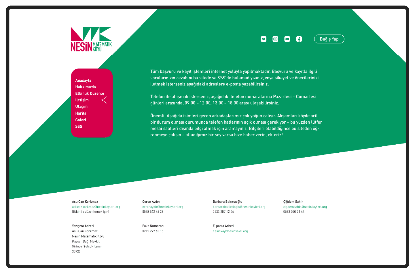 Nesin Matematik Köyü - web layout
