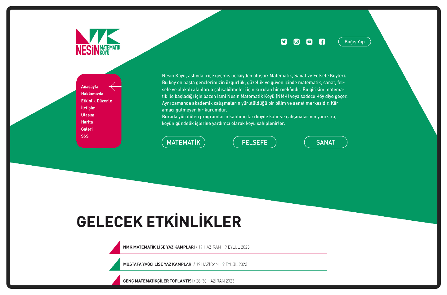 Nesin Matematik Köyü - web layout