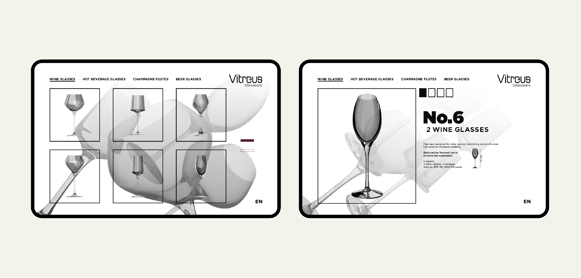 Vitreus Glassware - web design